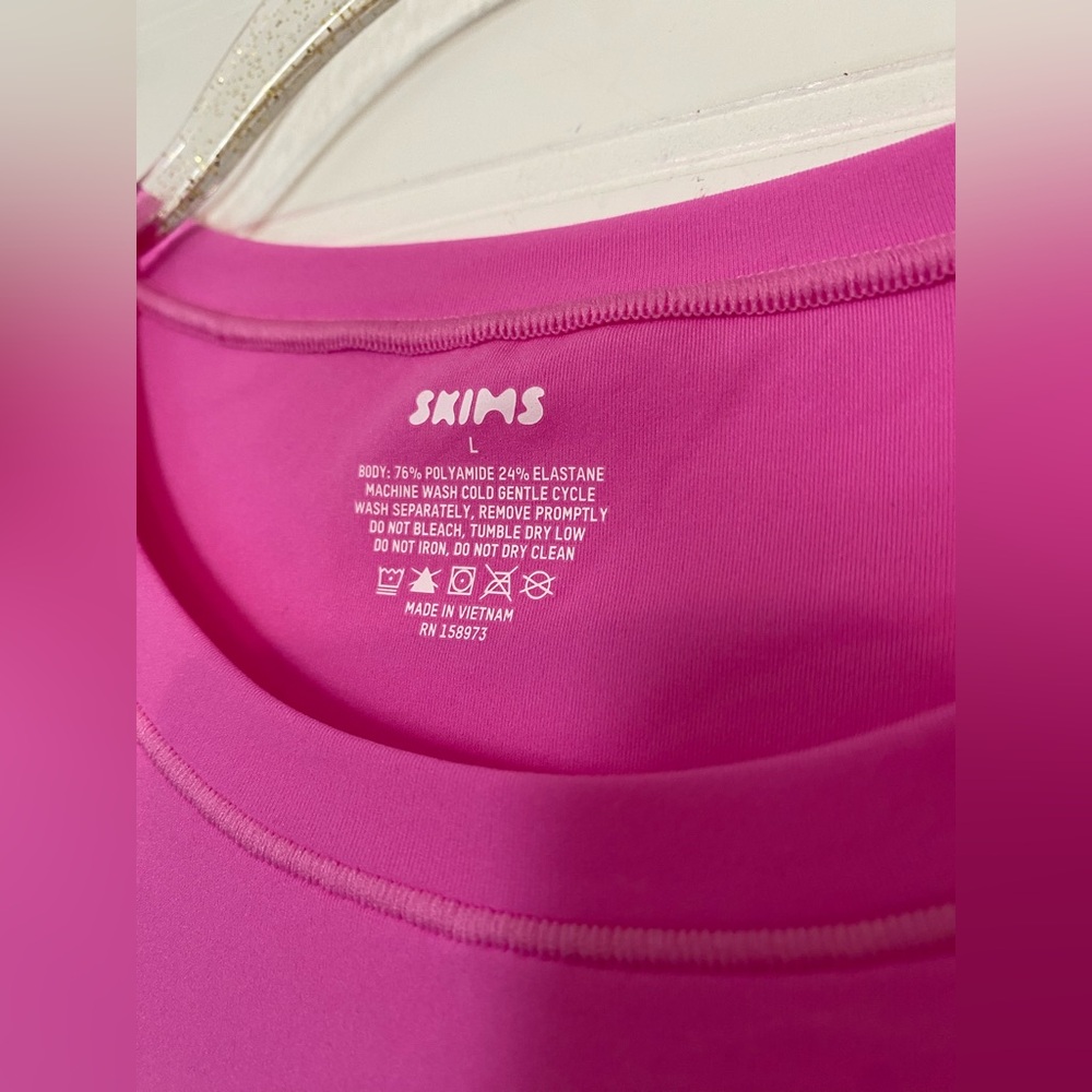 SKIMS Vibrant Pink Long Sleeve Dress - Picture 5 of 7